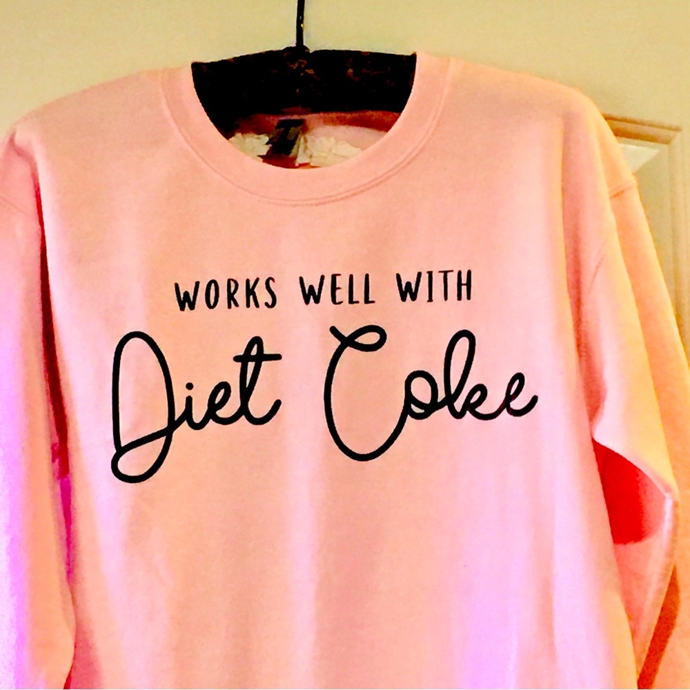 Diet Coke blush pink crew Gildan sweatshirt cozy like new small